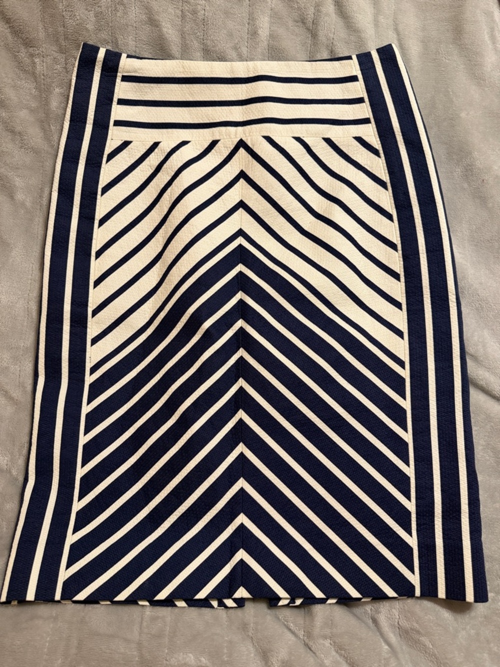 J. Crew Navy and White Chevron Stripe Pencil Skirt